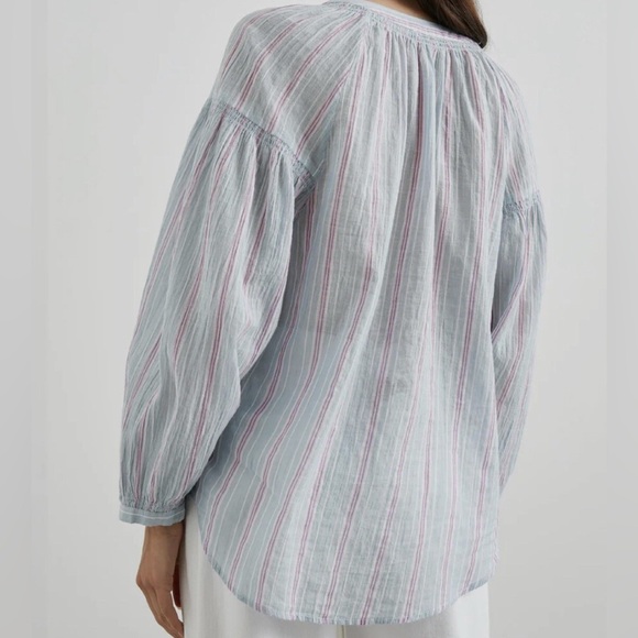 Rails Striped Button-Up Blouse - White and Pink - Picture 2 of 7